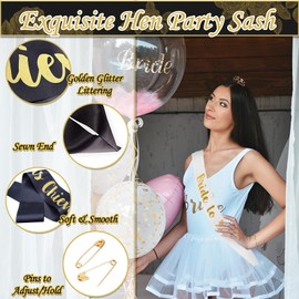 STAY GENT Hen Party Sashes 18Pcs Team Bride Sash Set 1 White Bride to Be Sash & 17 Black Bride Tribe Sash Hen Party Bridesmaid Team Bridal Hen Night Shower Hen Do Sash Party Accessories Bachelorette