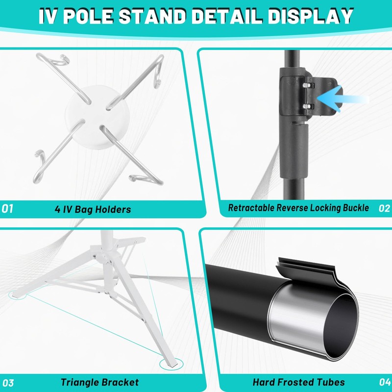 Crilealym IV Pole Portable,46 to 86In Telescopic IV Stand Floor