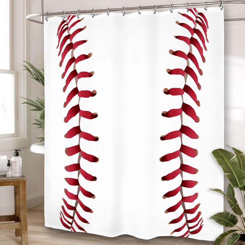 Yookeb Baseball Sports Bathroom Shower Curtain 60W by 71H Inch