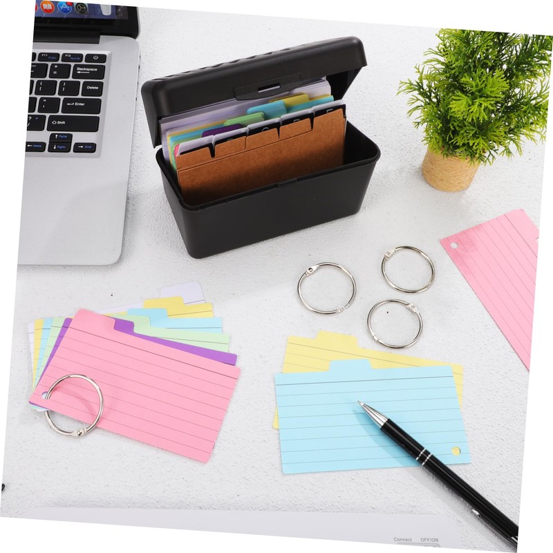 TEHAUX 1set Box Lined Note Cards Binder Storage Case for