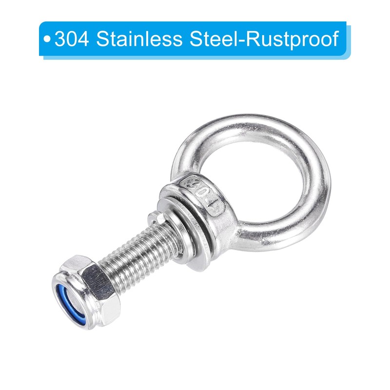 PATIKIL M12 x 50mm Lifting Shoulder Eye Bolt, 2Pcs 304