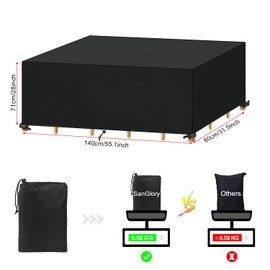 SanGlory Cover Garden Furniture Winterproof Protective Cover Garden Furniture Rectangular Tarpaulin Garden Furniture Waterproof Cover for Garden Table Garden Chairs Seating Set, Anti-UV, 140 x 80 x 71