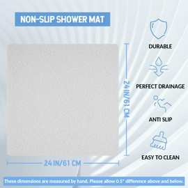 Hargiis Non-Slip Bathtub Mat, Anti Slip Shower Mat, Fast Drying Bathtub Mats, Foot Scrubber Mat, Anti Slip Mat for Tub, Floor, Bathroom, Kitchen, Home, Hotel (White 24"×24")