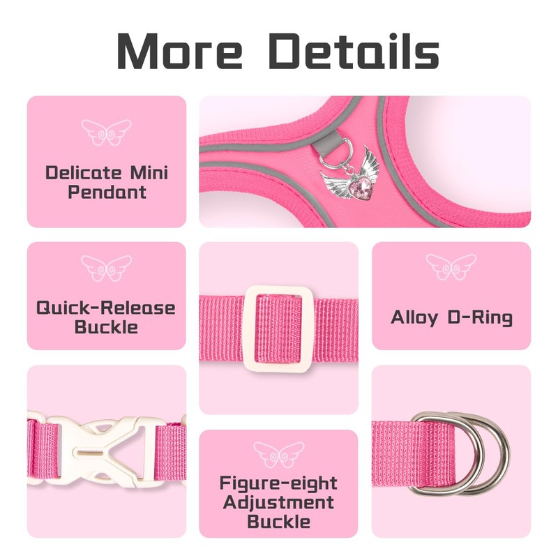 LUVMOJO Pink Cat Harness and Leash Set for Small Dogs