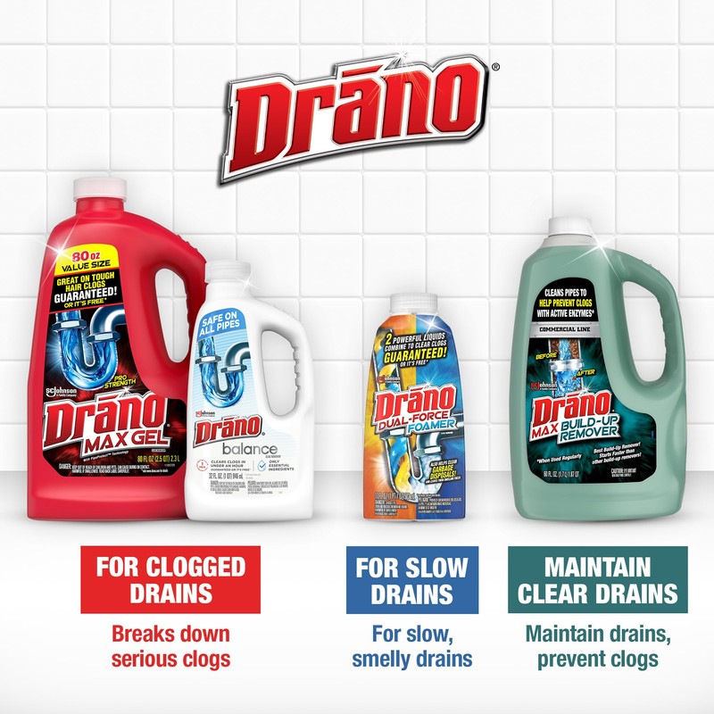 Drano Dual-Force Foamer Drain Clog Remover and Cleaner for Shower