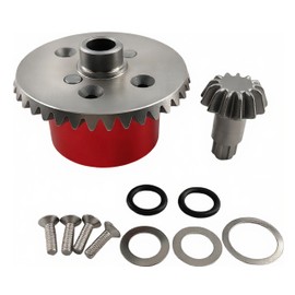 Steel Differential Gear Set, 37T Main Gear & 13T Input Gear for Arrma 1/10 Big Rock, Granite, Vorteks, Senton 3S BLX, Kraton/Outcast 4S BLX, 1/8 Typhon/Infraction 3S, Replaces AR310872 (Red)