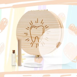 Aolso Tooth Fairy Box, Tooth Keepsake Box, Teeth Fairy Keepsake Storage Box, Baby Tooth Storage Box, Wooden Tooth Fairy Box to Keep The Childhood Memory for Tooth Loss Baby Birthday Gifts