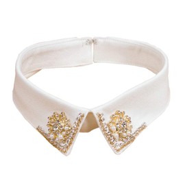 Psivika Rhinestone Faux Pearl Flower Lapel Fake Collar Detachable Faux Collar