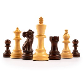 Full Deluxe Mahogany Boxwood Chess Pieces (1030) by Rechapados Ferrer, Luxury Chess Men Set Made in Barcelona by Experts (board not included), Adult 14+
