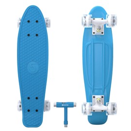 Skatro Mini Cruiser Skateboard. 22x6inch Retro Style Plastic Board Comes Complete
