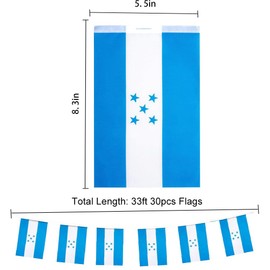 GSYLPFT Honduras Flags Honduran String Flag Banners for Patriotic Events Independence Day Sports Bars Inside Outside Decorations 33 Feet 30 Flags
