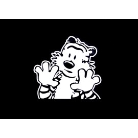 Unbranded Hobbes WHITE vinyl decal for car windows weatherproof 3.5 x 3.7" Made in USA