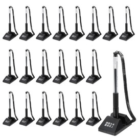 M&G Sichere Tresenstifte mit Kette 0,5 mm, 24 Stück Selbstklebender Stifthalter Empfangstresenständer Typ Federstift für Bankbüro Arbeitsplatz, Schwarz 14cm