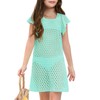 Haloumoning Girls Crochet Swim Cover Up Kids Ruffle Sleeve Hollow