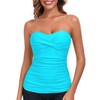 RELLECIGA - playera de tankini fruncida para mujer, Azul-cielo, XL