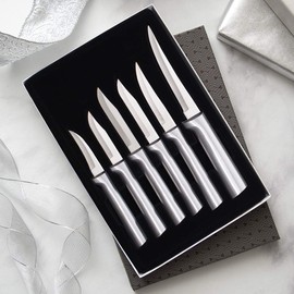 Rada Cutlery 6-piece All-Star Paring Knife Gift Set with Quick Edge Sharpener, Silver Handles