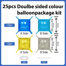 Metallic Navy Blue and Gold,Pearl Blue and Silver Double Sided Square Foil Balloons Wall,19 Inches Blue Chrome Tunnel Arch Kit for 2025 Graduation,Anniversary,Wedding,Birthday Background Decoration