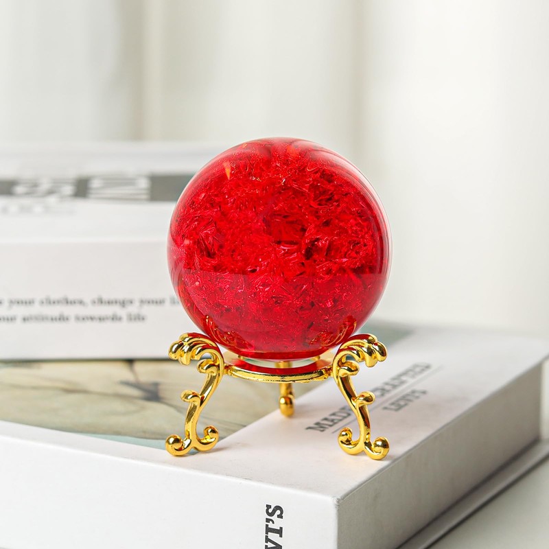 LONGWIN 60mm Ice Cracking Crystal Ball Decorative Glass Ball Home