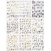 LANODO 2038 Nail Stickers, 9 Pieces, 3D, Black, Gold, Art,