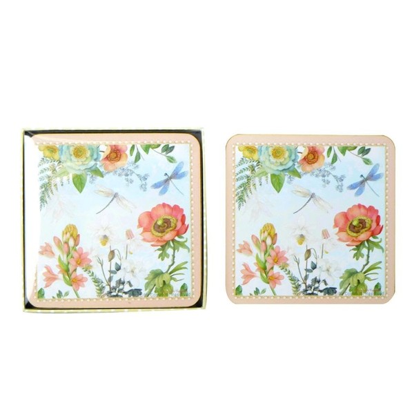 Lightahead Set of 4 MDF Wood Square Coasters for Tea