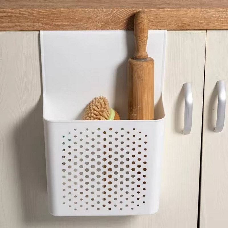 No-Drilling Cabinet Door Storage Organizer Basket - Wall Mounted Plastic