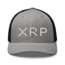 RIVEMUG XRP Trucker Hat Mid Crown Curved Bill Adjustable Crypto Cap Heather/Black