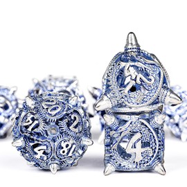 HKDZ Metal Dnd Dice Set 7Pcs Polyhedral Rpg D&d Dice Game with Box, Dungeons and Dragons Dice for Role Playing Table Game Mtg Pathfinder Set