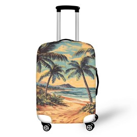 Dremagia Palm Tree Luggage Covers Anti-Scratch Suitcase Cover for Luggage Zip Closure Travel Suitcase Covers Hawaiian Luggage Cover Universal Fit 30-32 Inch Elastic Spandex Baggage Cover Protector