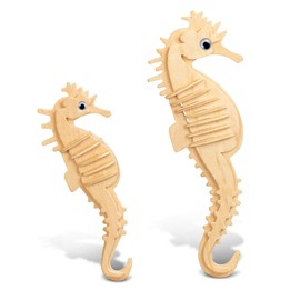 Puzzled 3D Puzzle Sea Horse - Wood Craft Construction Model Kit - Unique Educational DIY Wooden Toy Assemble Model Unfinished Crafting Hobby Sea Life Puzzle Build & Paint for Decoration - 21 Pc Pack