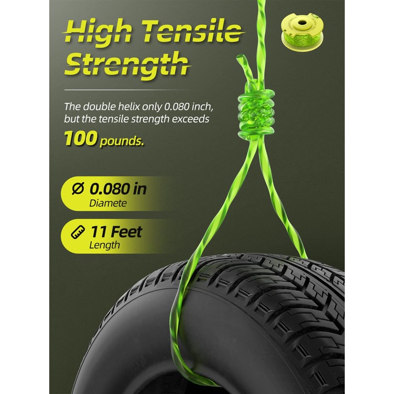 YWTESCH Trimmer String for Ryobi One Plus+ AC80RL3,11 FT/0.080-Inch，Spool Replacement
