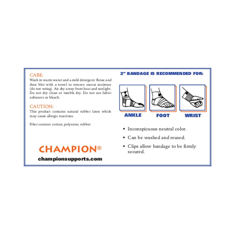 CHAMPION Reusable Elastic Bandage, Beige, Universal, 2 Inch Wide