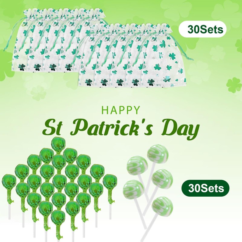 KWOLYKIM 16 Ounces Lollipops St Patricks Day 30 Green Lollipops