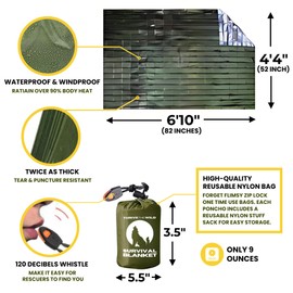 Thrive The Wild Premium 4-Pack Ultra-Durable Emergency Blankets - Extra-Thick, Waterproof Mylar with Whistles, Storage Pouches - Ideal for Camping, Hiking & Survival Gear