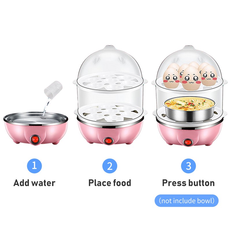 Double Layer Egg Cooker 14 Egg Capacity Hard Boiled Egg