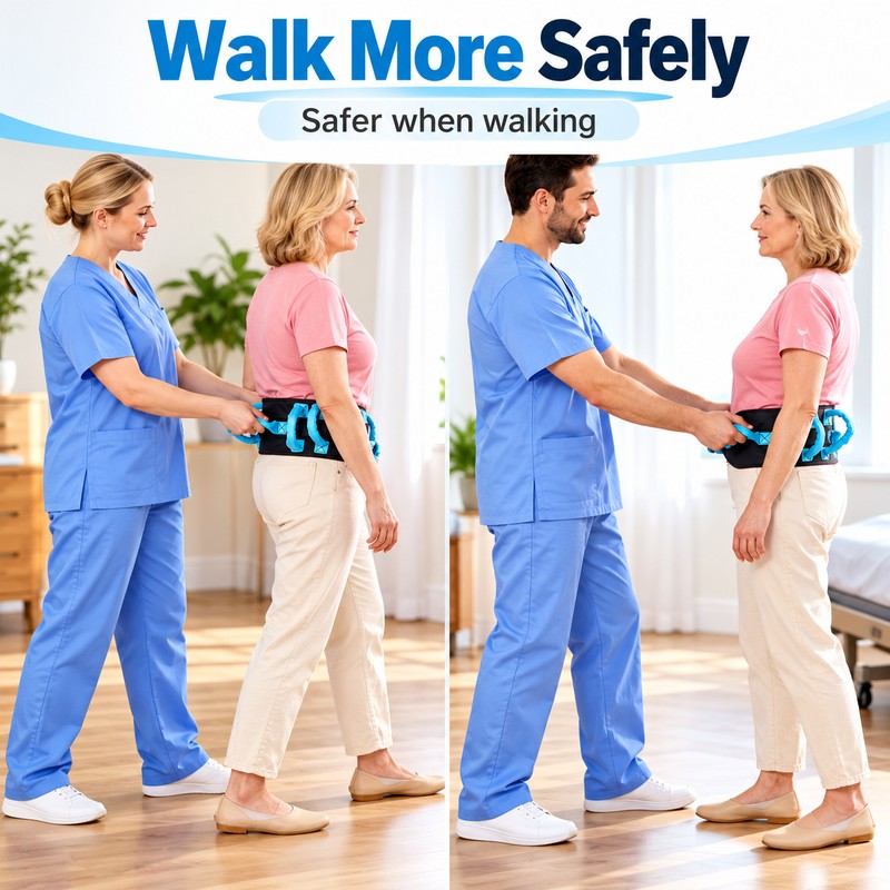 Adjustable Gait Belt for Assisted Walking and Transfers – Multi-Handle