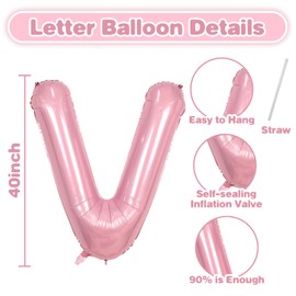 40 Inch Pink LOVE Letter Balloons - Large Pastel Pink Balloons for Girls, Valentines Day Propose Decorations, Bridal Shower, Engagement, Wedding Anniversary Party Supplies