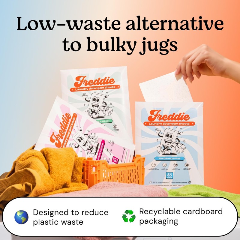 Freddie Laundry Detergent Sheets - Recyclable Packaging - No Mess