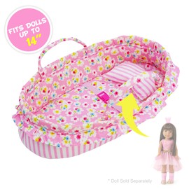 June Garden Cozy Dream Doll Bassinet - Baby Doll Portable Carrier - Fits for American Girl Dolls up to 14" - Soft Pillow & Safety Buckle Included