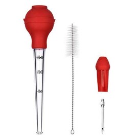 MODUODUO BBQ Turkey Baster With Measurement Baster Syringe with Cleaning Brush and Marinade Needles for Marinating Beef, Pork, Fish