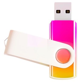1 Pack Golden-Pink 64GB USB Flash Drive Gradient Color USB 2.0 Memory Stick Wholesale Bulk Swivel Design Thumb Drive for Data Storage