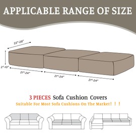 BT.WA Sectional Couch Covers for Sofa Cushion L Shaped Couch Cover Washable Soft Couch Cushion Covers Stretch Sofa Slipcovers(3-Piece for Sofa Seat or Backrest, Khaki)