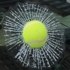 3D Simulation Tennis Break Glass Car Window Sticker, Baseball Broken