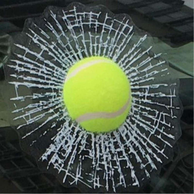 3D Simulation Tennis Break Glass Car Window Sticker, Baseball Broken
