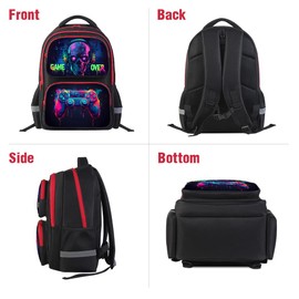 HiGaits Cartoon Kids Backpack for School - 17 Inch Lightweight Bookbag with 3D Reflective Design & Luminous Safety Strips | Durable 600D Polyester, Adjustable Straps for Ages 6-18