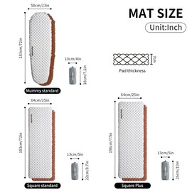 Naturehike Ultralight Inflatable Camping Mat, Durable, Portable Sleeping Pad, Single Sleeping Air Matress for Hiking, Mountaineering, Backpacking, Traveling, Outdoor (Mummy-Standard Silver)