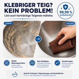 Silva Dough Cleaning Cloth, 25 x 25 cm, Set of 3, Mesh Dish Cloth & Dough Cloth for Hygienic Cleanliness, Tea Towel for Kitchen & Baking, Antibacterial Cleaning Cloths, Reusable & Sustainable