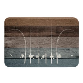Go Fishing Bathroom Rugs Fishing Line Fish Outdoor Doormats Fishing Gifts for Men,Rustic Wooden Plank Area Rug Fishings Rods Kitchen Mat 20"X32",Fish Fancier Floor Rug Dad Gift for Fathers Day,Rainbow