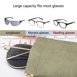 NCOALE Soft Glasses Case, Pack of 3 PU Leather Sunglasses Case, Glasses Case for Women with Glasses Cleaning Cloth, Squeeze Top, Sunglasses, Glasses Case, Portable Glasses Bag, Flat Glasses Bag, Blue,