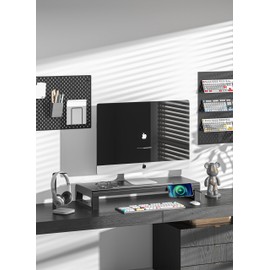 Computer monitor stand Laptop Desk Shelf & Monitor Riser ，21.6 inches long desk riser Monitors/PC/Laptop/Computer Space Saver Organizer ，Heavy Duty Gift Gaming Studio Office(Basic Version, 550mm)