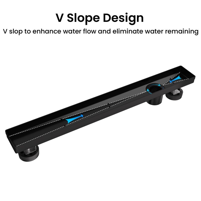 EXF Offset Linear Shower Drain 36 Inch Matte Black with